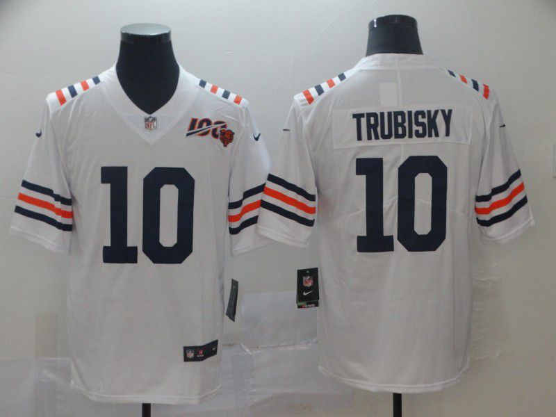 Men Chicago Bears #10 Trubisky Nike White 2019 100th Season Alternate Classic Retired Player Limited NFL Jerseys->chicago bears->NFL Jersey